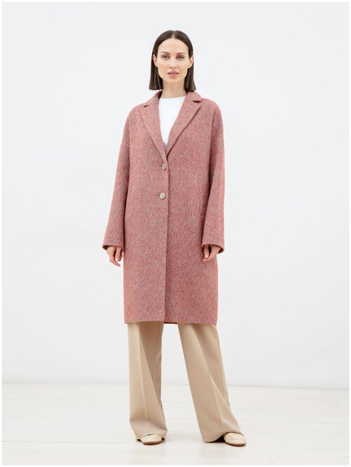 Пальто-пиджак  Pompa демисезонное, шерсть, силуэт прямой, средней длины, размер 52/170, розовый