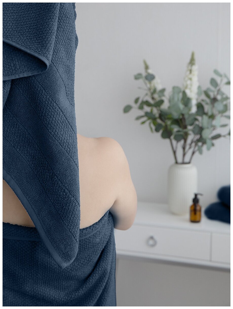 Махровое полотенце LOVEME Milano 50х90см, цвет синий (темно-лазурный) - фотография № 5