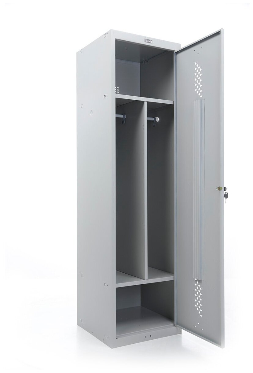 Шкаф металлический, шкаф офисный практик ML 11-50 (баз. модуль) для хранения одежды, шкаф локер, ключевой замок, шкаф 1 секция, ВхШхГ:1830x500x500 мм - фотография № 7