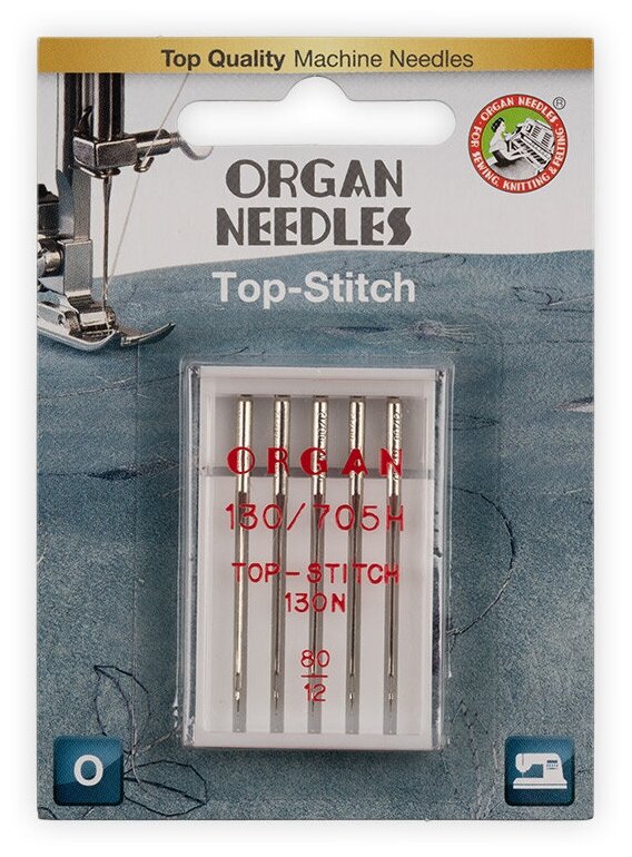 Иглы для швейных машин Organ TOP STITCH 5/80 Blister для толстой нити - фотография № 2