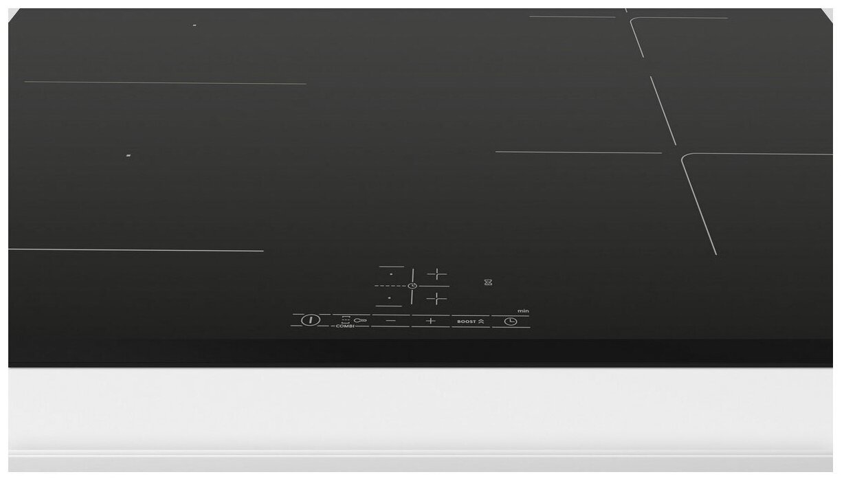 Serie 4, индукционная варочная поверхность, 60 см, стеклокерамика, черная, скошенный фронт, 4 конфорки, две конфорки слева можно объединить в CombiZone, управление TouchSelect, таймер, распознавание н - фотография № 4