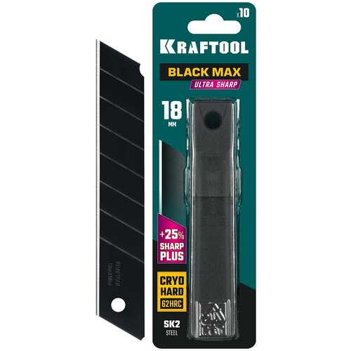 09602-18-S10 Kraftool Black max 18 мм лезвия сегментированные, 8 сегментов, 10 шт. 09602-18-S10