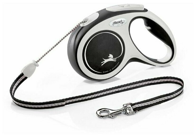 Поводок-рулетка для собак Flexi New Comfort S тросовый черный/серый 8 м