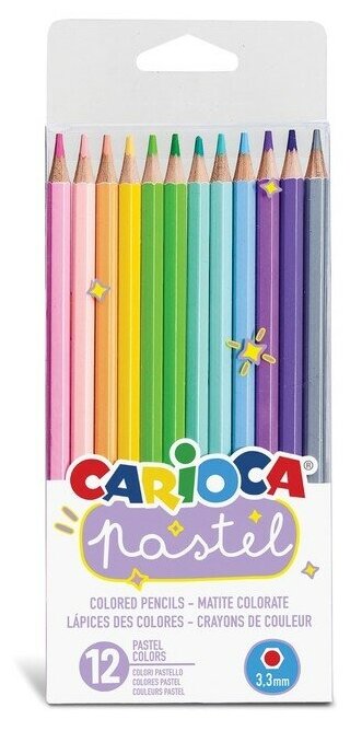 Карандаши пластиковые 12цв Carioca Pastel шестигранные, в блистере, с европодвес 43034 4736206