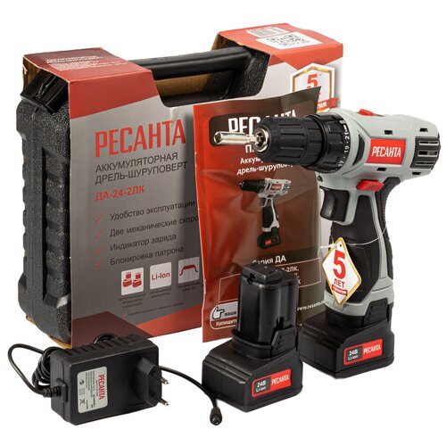 Дрель-шуруповерт аккумуляторная ДА-24-2ЛК Ресанта 1019000₽