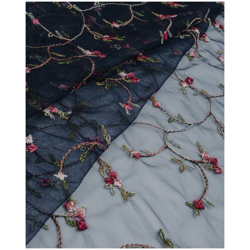 фото Ткань для шитья и рукоделия вышивка на сетке мультиколор 5 м * 150 см shilla