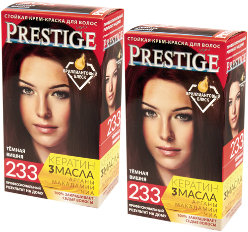 VIPs Prestige Бриллиантовый блеск стойкая крем-краска для волос, 2 шт., 233 - темная вишня, 100 мл
