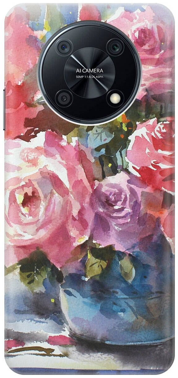 Силиконовый чехол Акварельный букет цветов на Huawei nova Y90 / Хуавей Нова У90