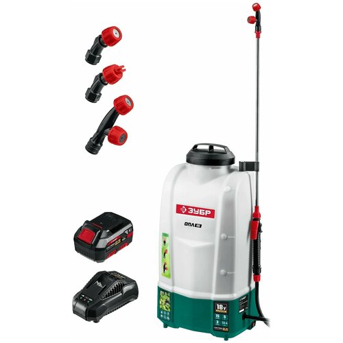 ЗУБР 18 В, Li-Ion, 15 л бак, 1 АКБ (4А/ч), опрыскиватель аккумуляторный ОПЛ-15-41 Мастер
