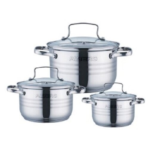 Набор посуды ALBERG AL-2000 кастрюли 1,8/2,5/3,5л индукция