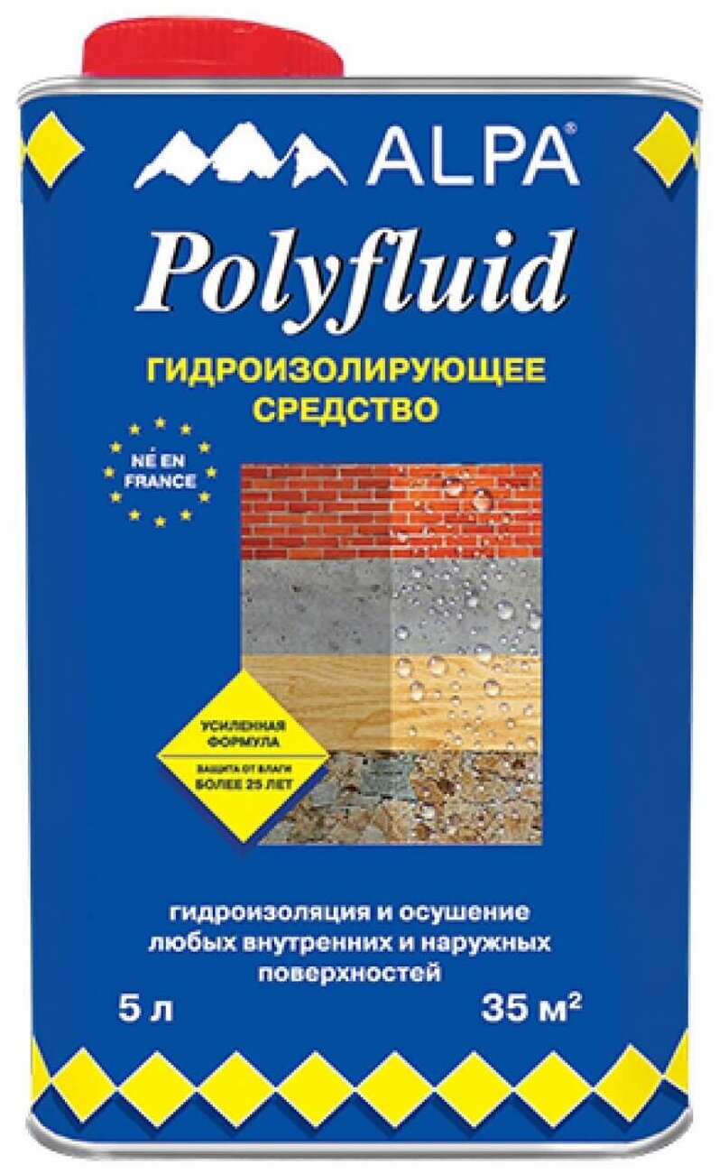 фото Средство для Гидроизоляции пропиточное Alpa Polyfluid / Альпа Полифлюид (5 л)