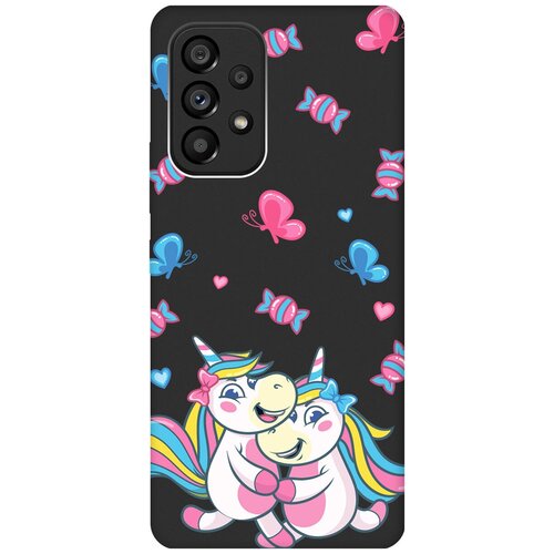 Матовый чехол Unicorns and Candies для Samsung Galaxy A53 5G / Самсунг А53 5Г с 3D эффектом черный матовый чехол cat and mouse для samsung galaxy a53 5g самсунг а53 5г с 3d эффектом черный