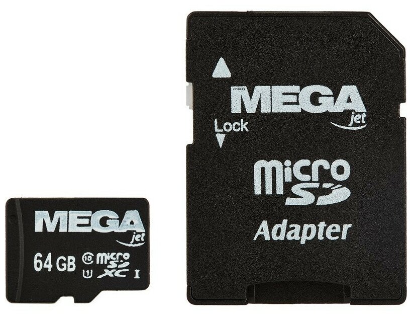 Карта памяти ProMEGA Jet, microSDXC, UHS-I, Cl10, с адаптером (PJ-MC-64GB)