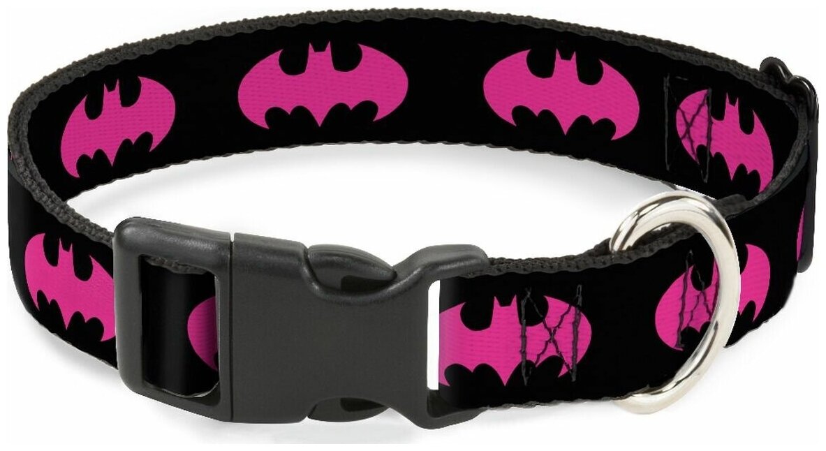 Ошейник (Buckle-Down) Бэтмен розовый цвет с пластиковой застёжкой 38-66 см - фотография № 4
