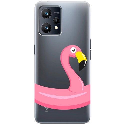 Силиконовый чехол с принтом Flamingo Swim Ring для Realme 9 / Рилми 9 силиконовый чехол на realme 9 pro рилми 9 про с 3d принтом swan swim ring прозрачный