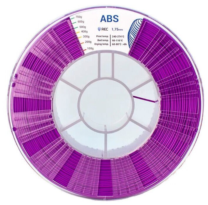 ABS фиолетовый 750 гр. 1.75 мм пластик REC для 3D принтера