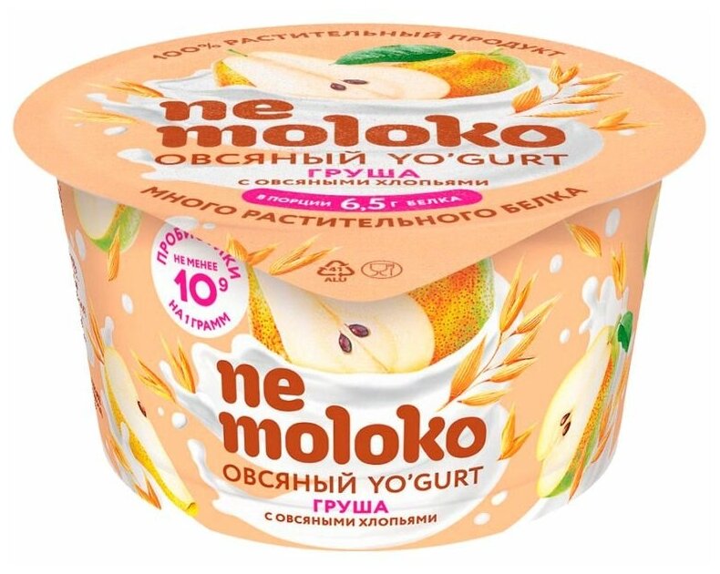 Продукт овсяный Nemoloko Yogurt груша-овсяные хлопья обогащённый для детского питания, 130г