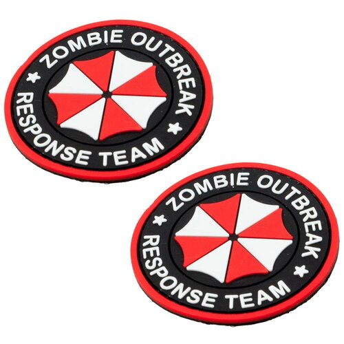 Набор нашивок из 2 шт. (шеврон патчи ) Zombie outbreak-response team 3D на липучке D-6,5 черные