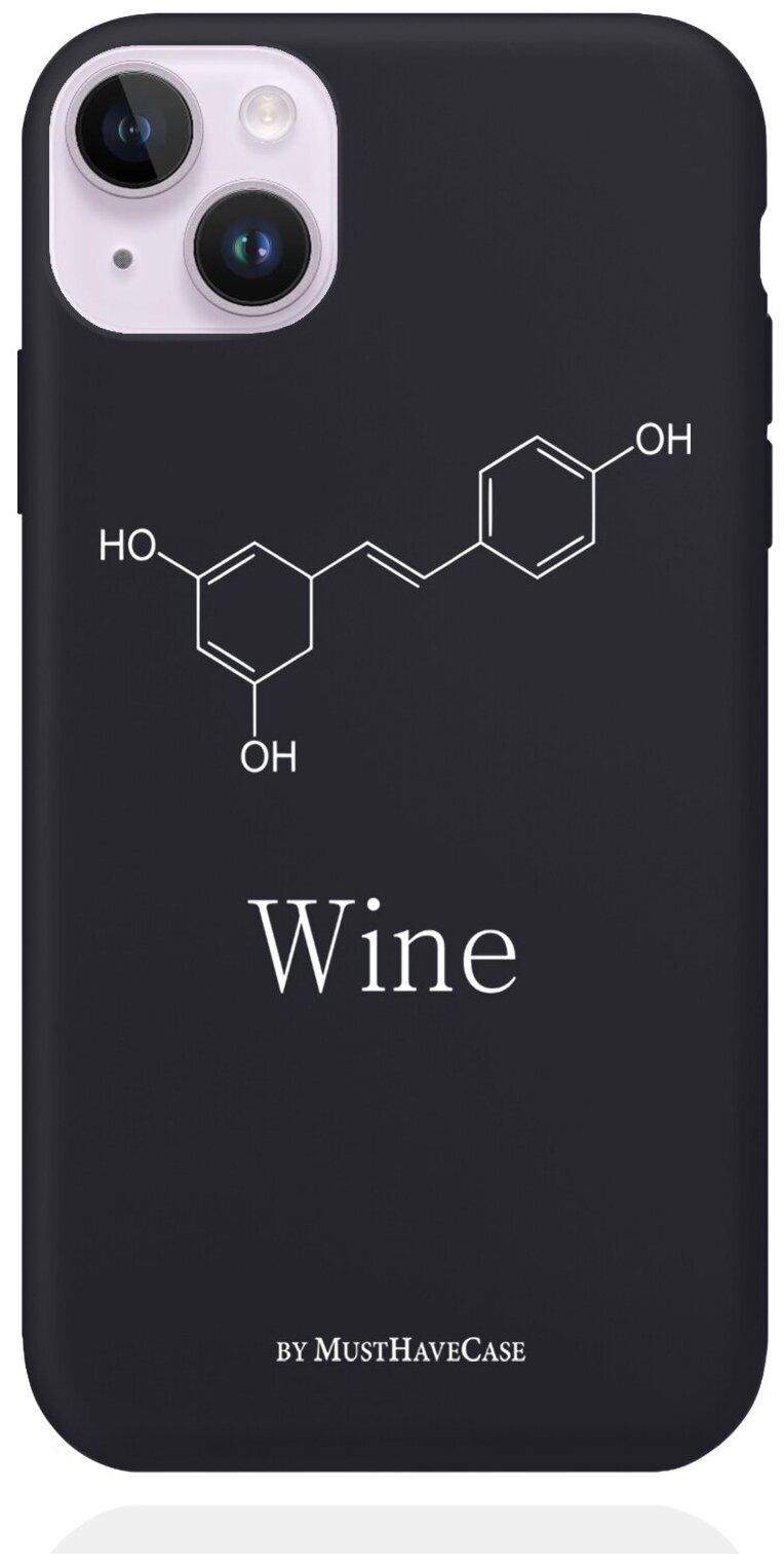 Черный силиконовый чехол MustHaveCase для iPhone 14 Plus Молекула вина для Айфон 14 Плюс