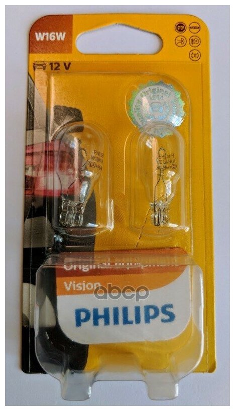 Лампа автомобильная накаливания Philips Vision 12067B2 W16W 16W W2.1×9.5d 3200K 2 шт.