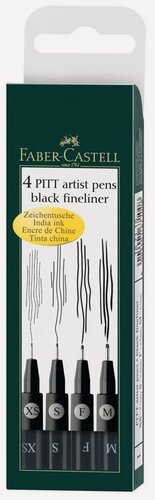 Изображение товара Капиллярная ручка Faber Castell Набор тонких типов капиллярных ручек PITT ARTIST PEN цвет чёрный