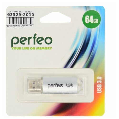 USB флешка Perfeo 3.0 64GB C14 Silver metal series usb флешка perfeo 64gb c14 silver metal series pf c14s064es