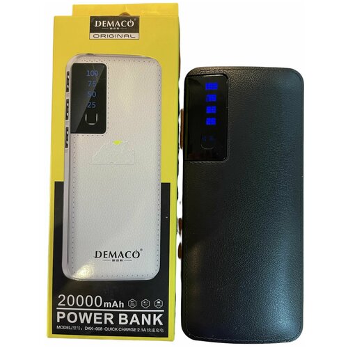 Внешний аккумулятор Power Bank Demaco DKK-008 20000 mah 3 USB черный фрнариком