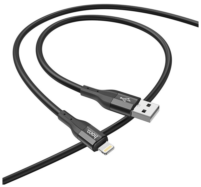 USB дата кабель Lightning, HOCO, X72, силиконовый, 1м, черный