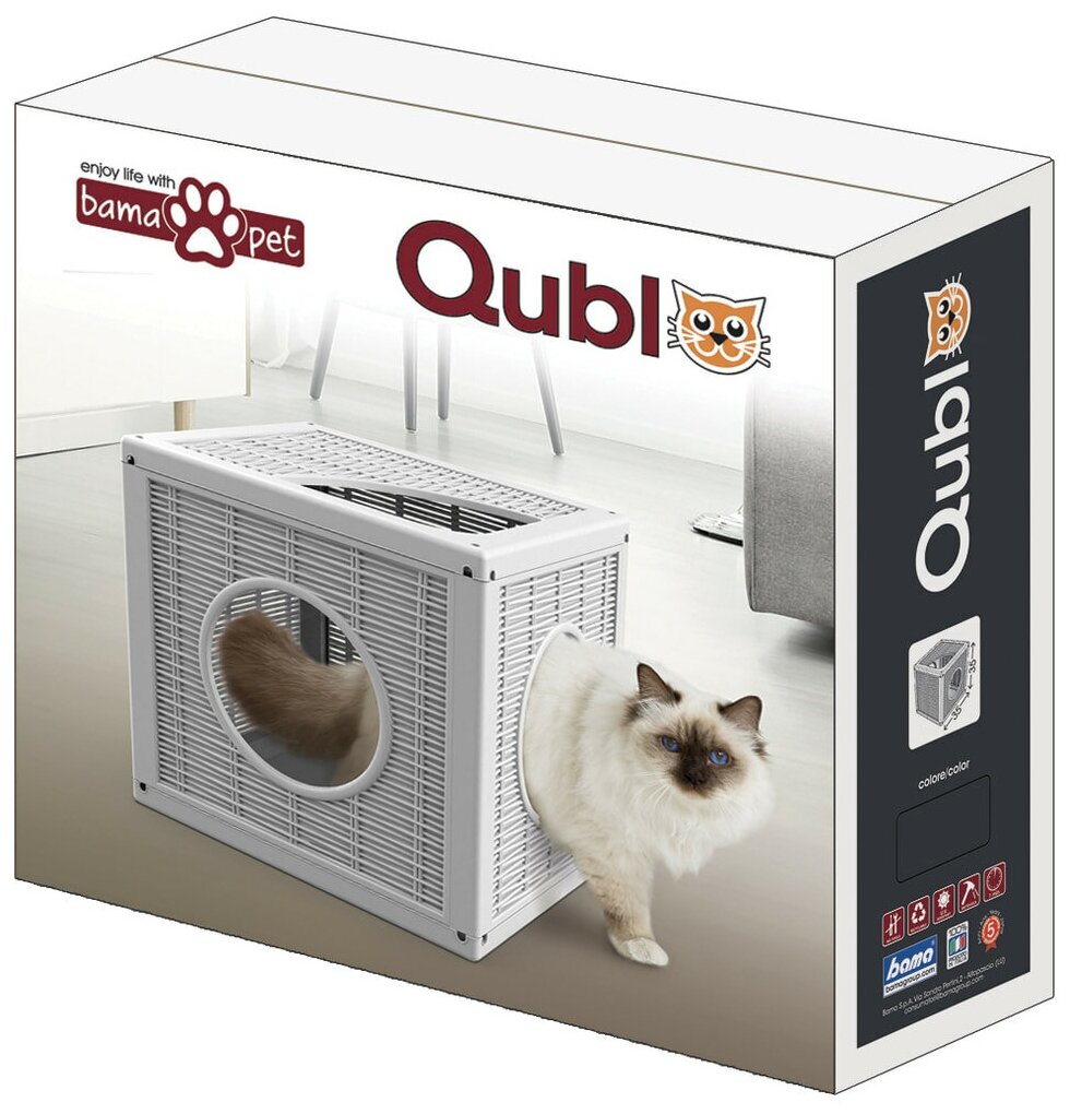Домик BAMA PET QUBLO для кошек, бежевый 35x35x35h см - фотография № 6