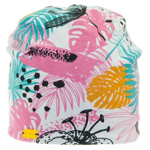 фото Шапка для девочки папоротник, цвет белый/черный, размер 52-54 mialt