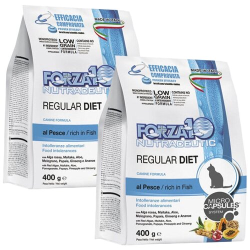 FORZA10 CAT REGULAR DIET для взрослых кошек при аллергии с рыбой (0,4 + 0,4 кг)