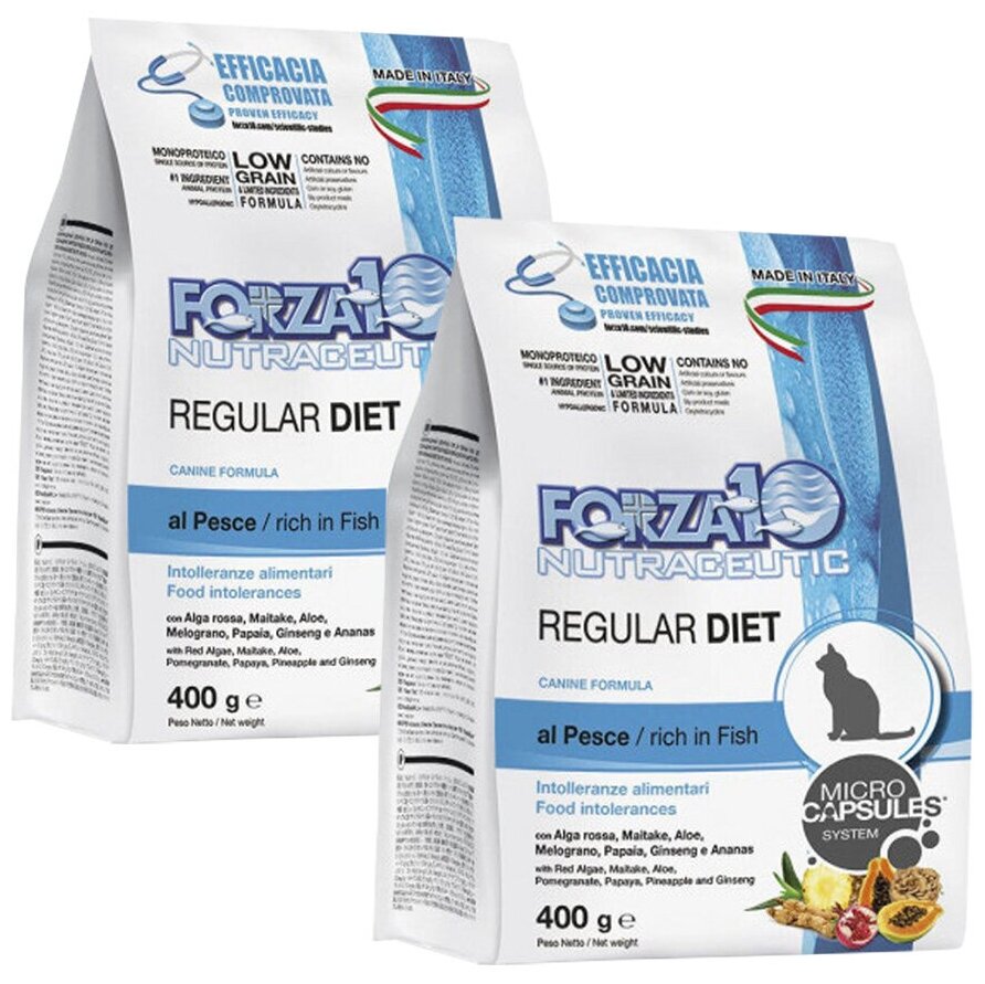 FORZA10 CAT REGULAR DIET для взрослых кошек при аллергии с рыбой (04 + 04 кг)