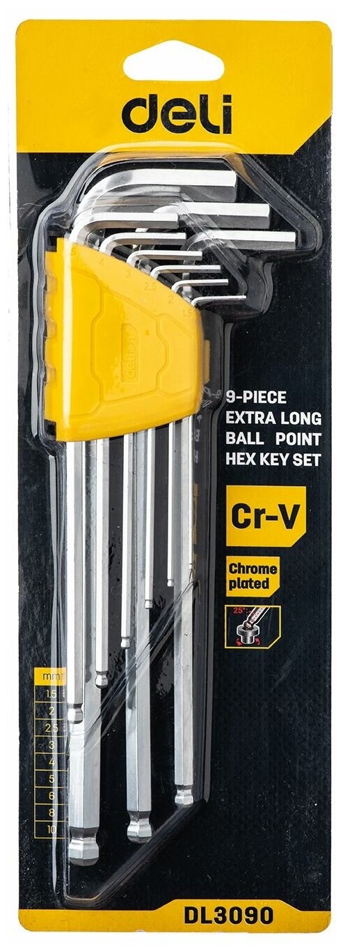 фото Набор шестигранников Deli Tools 9шт. 1.5-10мм DL3090
