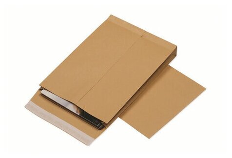 Конверт-пакеты С4 объемные (229х324х40 мм), до 250 листов, крафт-бумага, отрывная полоса, комплект 25 шт, 381227.25
