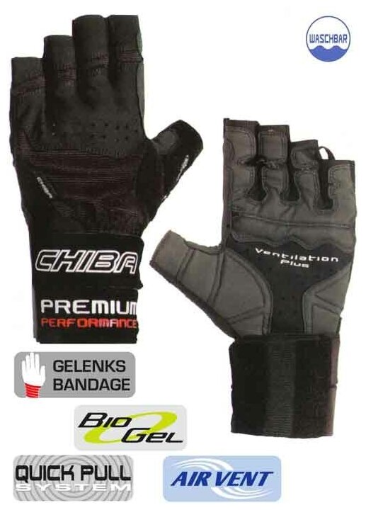 S черный Chiba Перчатки мужские Premium Wristguard 42122 (Chiba)