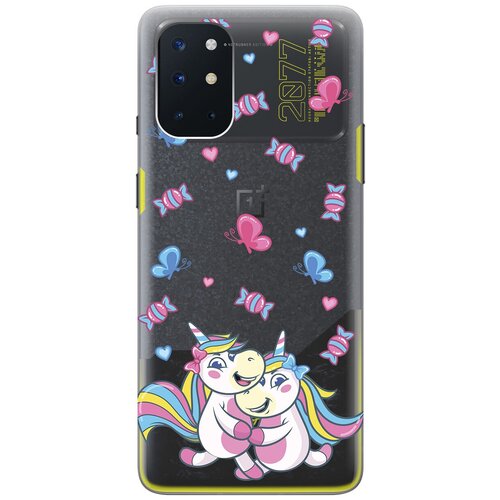 Силиконовый чехол с принтом Unicorns and Candies для OnePlus 8T / ВанПлюс 8Т силиконовый чехол на oneplus 8t ванплюс 8т с 3d принтом dogs pattern прозрачный