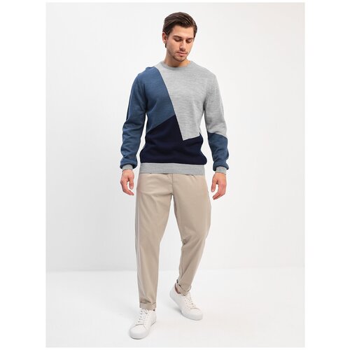 Джемпер мужской CASINO c121- вставки серый 732, Прямой силуэт / Сlassic fit, цвет Серый, размер 48