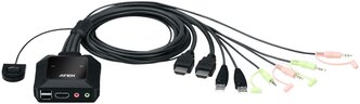 KVM переключатель ATEN CS22H / CS22H-AT, 2-портовый, USB, HDMI, кабельный KVM-переключа... ATEN CS22H-AT
