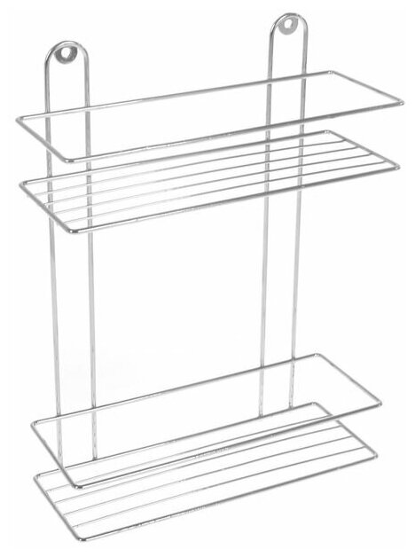 Металлическая подвесная прямоугольная полка для ванной двухъярусная 265×105×35 см цвет хром