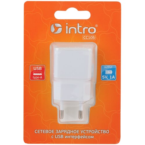 Сетевое зарядное устройство СС105 Intro 1 USB 1A