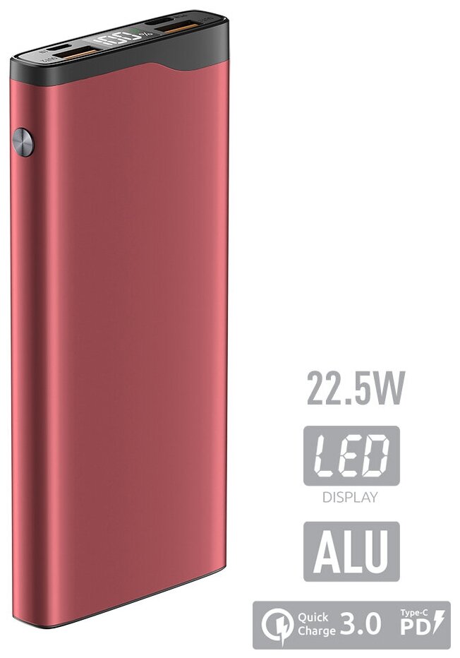 Внешний аккумулятор OLMIO QL-10, 10000mAh, red - фото №1