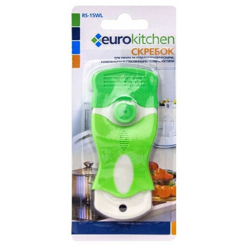 Скребок Eurokitchen для чистки стеклокерамики, белый/салатовый