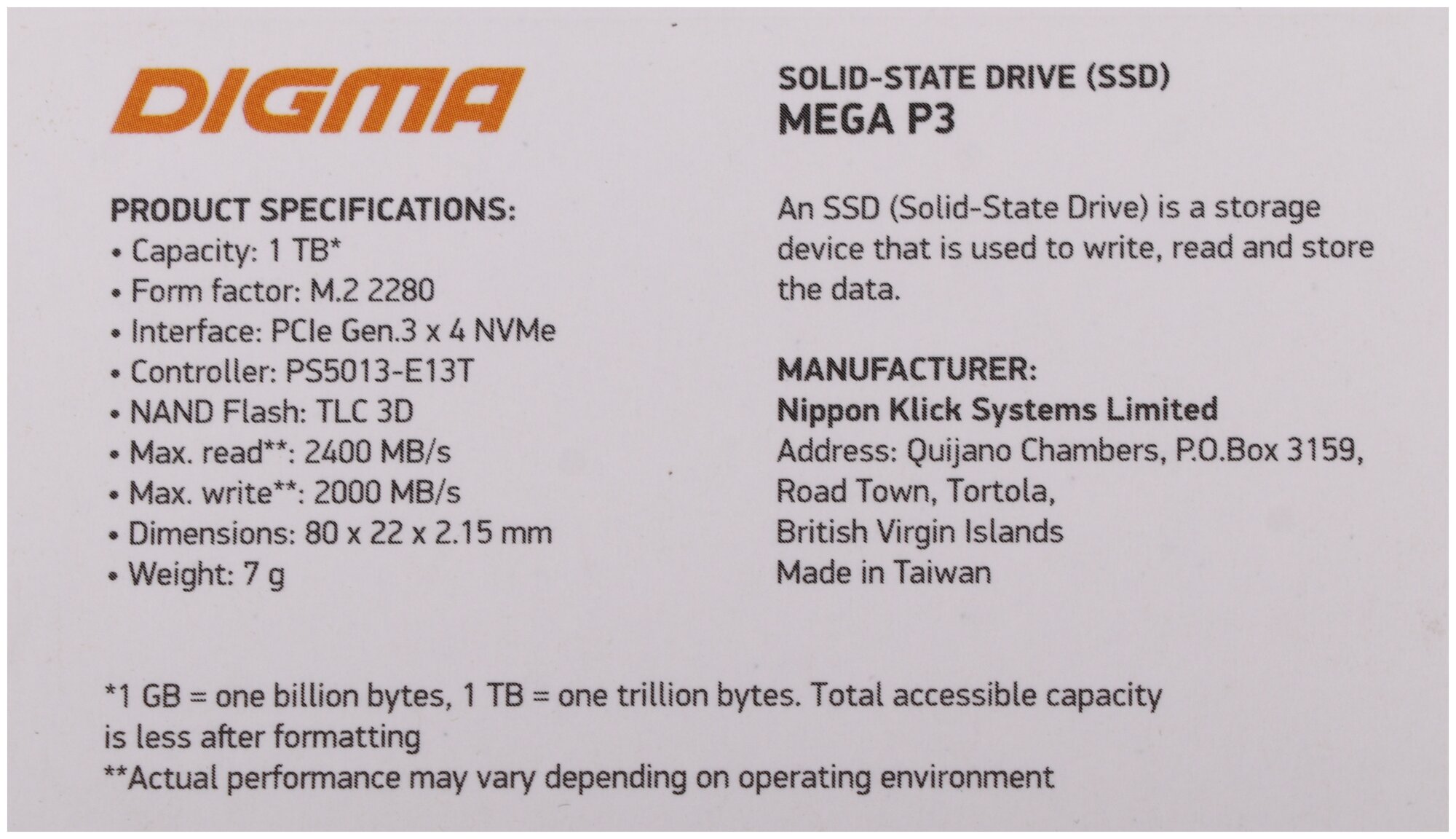 Твердотельный накопитель Digma Mega P3 1Tb PCI-E x4 DGSM3001TP33T - фото №4