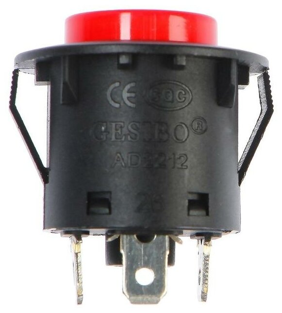 Выключатель кнопочный с подсветкой, с фиксацией, красный - фотография № 4
