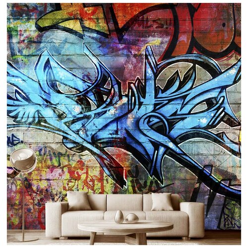 Фотообои на стену флизелиновые Модный Дом Граффити на кирпичной стене 300x290 см (ШxВ), в спальню, гостиную