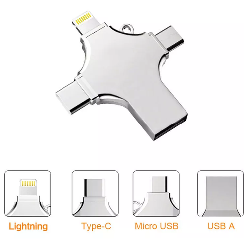 Универсальная флешка 4 в 1 - Type C/Micro USB/Lightning/USB - 16 GB
