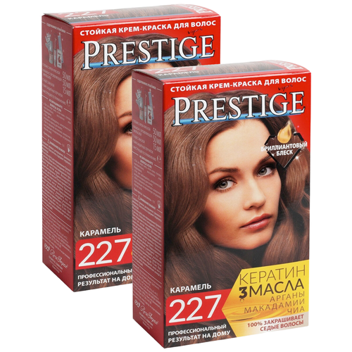 Купить VIP's Prestige Бриллиантовый блеск стойкая крем-краска для волос, 2 шт., 227 - карамель, коричневый
