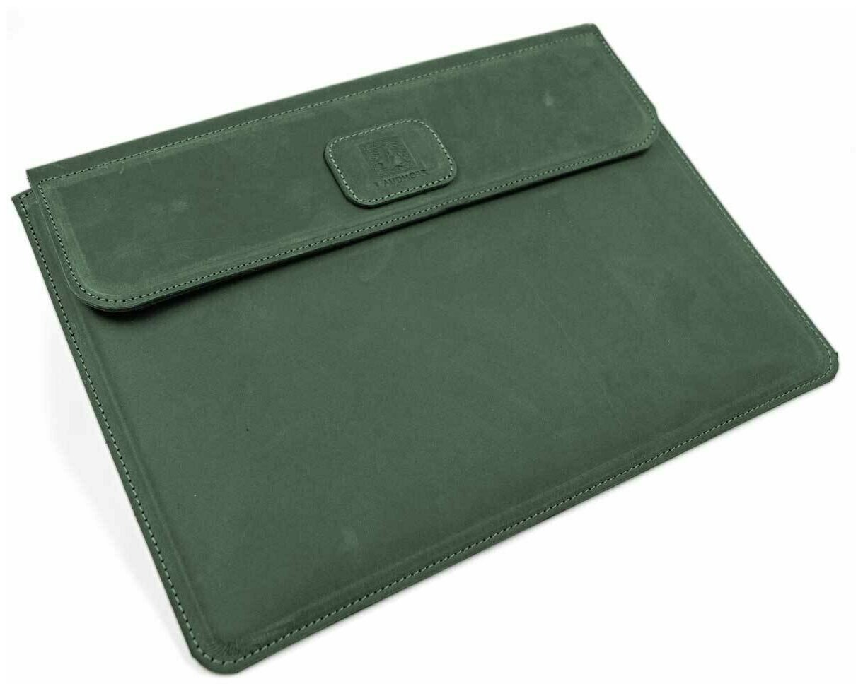 Кожаный Чехол - папка J.Audmorr для Macbook 14 Pro (2021) / Ноутбука 13,3"-14", с размерами до 320 х 225 х 18 мм, шоколадный, NewPort 13.3 Pine