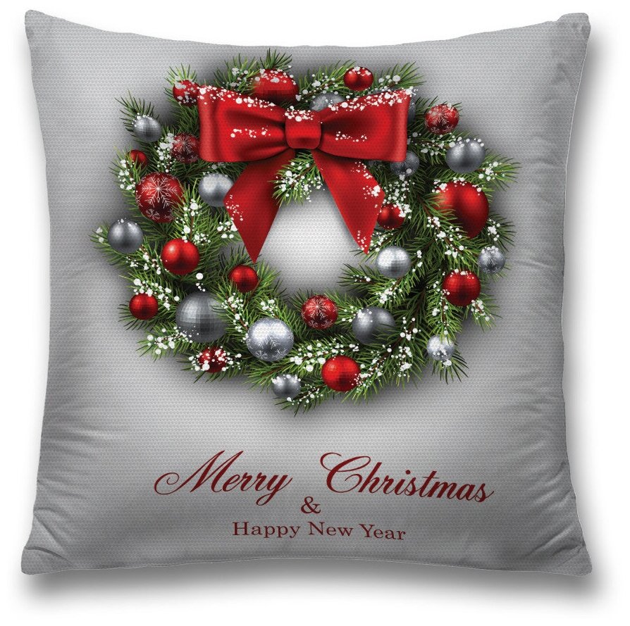 Наволочка декоративная на молнии, чехол на подушку JoyArty "Сказочный рождественский венок" 45х45 см