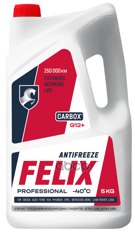 Антифриз Felix Carbox G12+ Готовый -40c Красный 5 Кг 430206033 Felix арт. 430206033